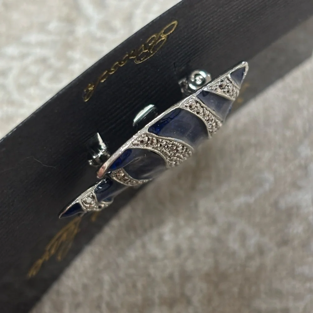 Brand New Park Lane Blue & Silver Tone Crystal Angelfish Brooch Pin Tropical